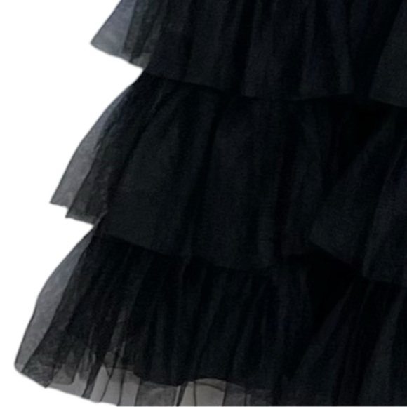 Mac Duggal long sleeve teired ruffle midi dress - Picture 6 of 15